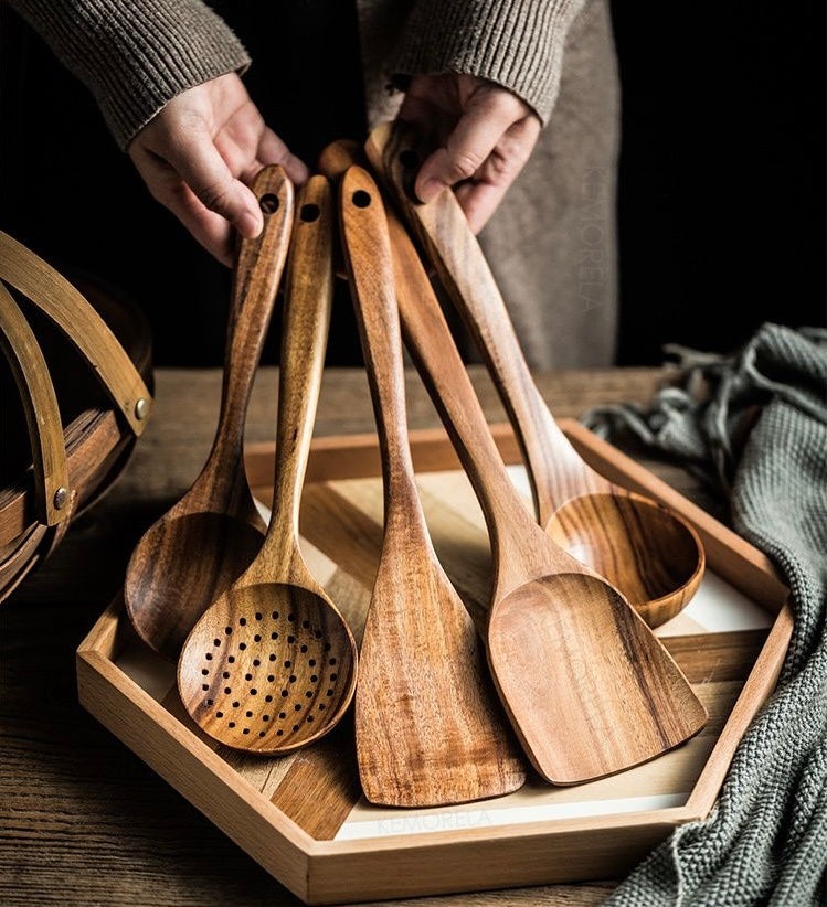 7 Piece Wooden Cooking Utensil Set